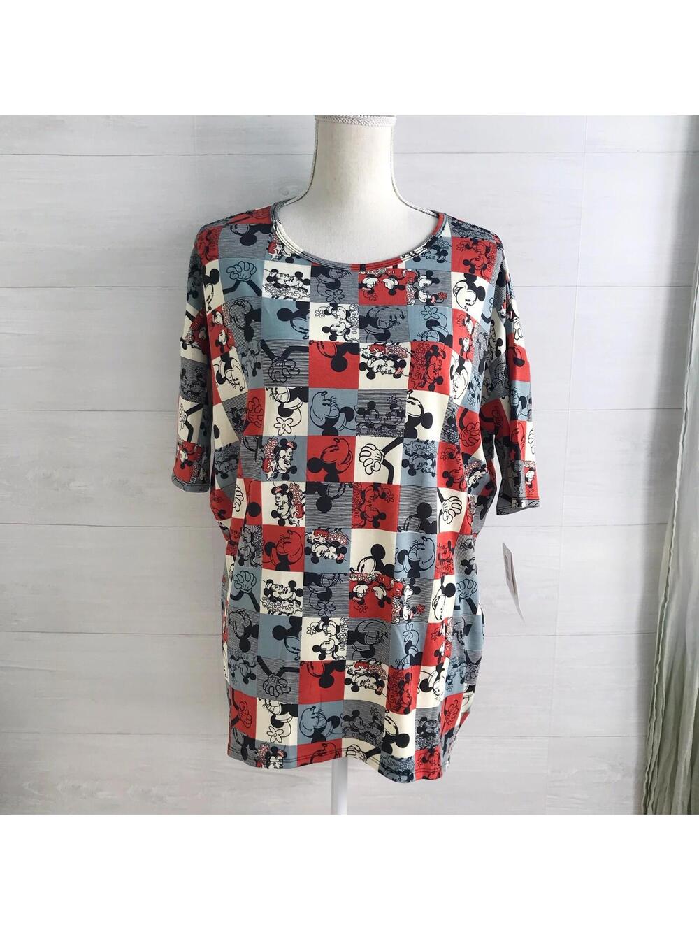 NWT Lularoe - DISNEY Red, ivory & blue Minnie & Mickey IRMA top, S